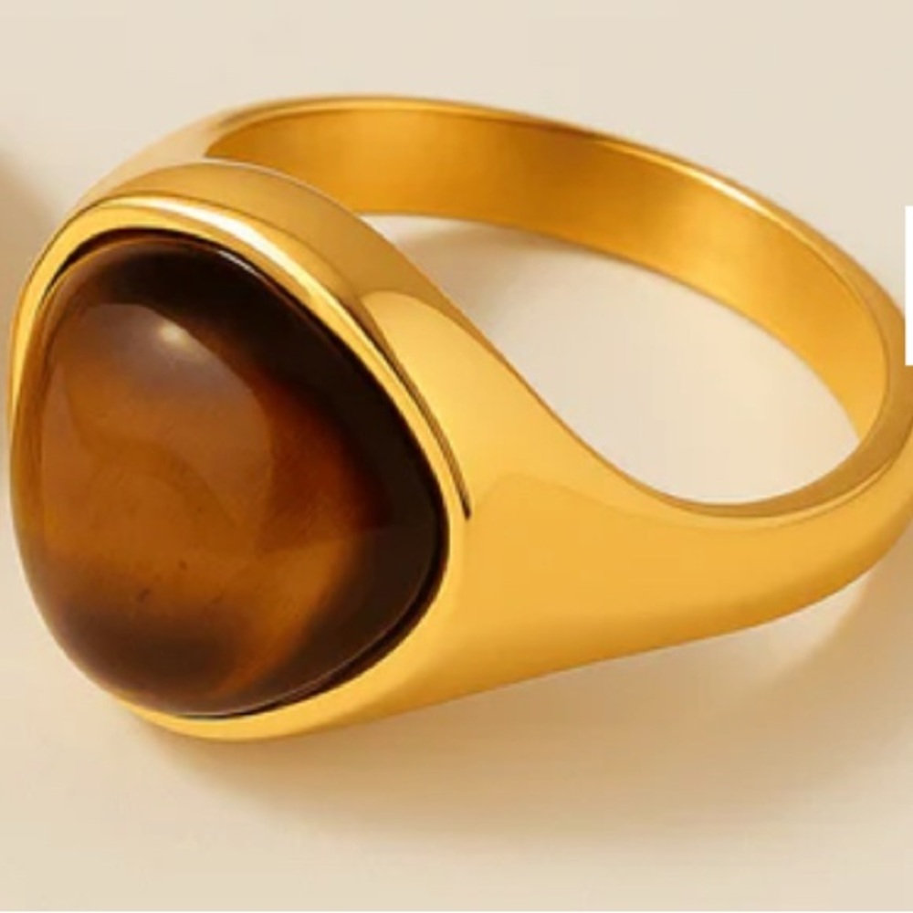 Alaula Gemstone Bold Ring Size 6 - Tiger Eye